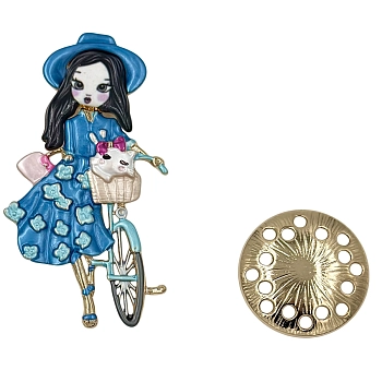 IWOU PROFESSIONAL Брошь-магнит Девочка с велосипедом, фото 2