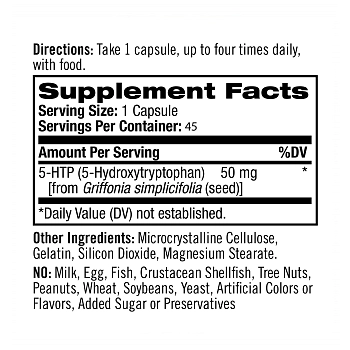 NATROL Добавка биологически активная к пище Натрол 5-гидрокситриптофан / 5-HTP 50 мг 45 капсул, фото 2