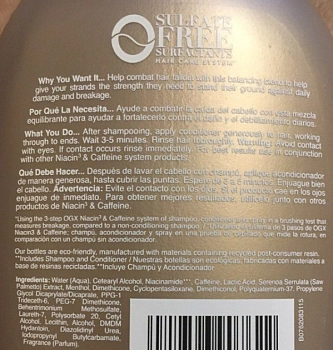 OGX Кондиционер против выпадения волос с ниацином и кофеином / Fight Fallout + Niacin & Caffeine Conditioner 385 мл, фото 2