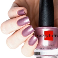 SOPHIN 0133 лак для ногтей, коричнево-розово-лиловый перламутровый с добавлением медного шиммера 12 мл, фото 3