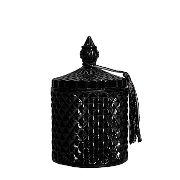 CASA BUONA Свеча пафюмерная в стеклянном стакане, черная ажурная, табак и ваниль / Tabacco e Vaniglia 200 гр