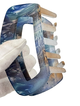 IWOU PROFESSIONAL Краб для волос Меланж сине-голубой 10*5см 1шт, фото 3