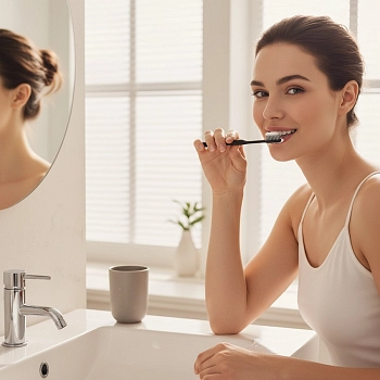 IWOU PROFESSIONAL Зубная щетка с компактной головкой черная мягкая+колпачок/FARRES, фото 5