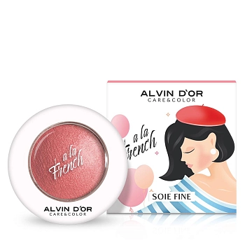 ALVIN D'OR Румяна запечённые для лица, тон 01 / Soie Fine A LA FRENCH new york pink 3,2 гр, фото 2