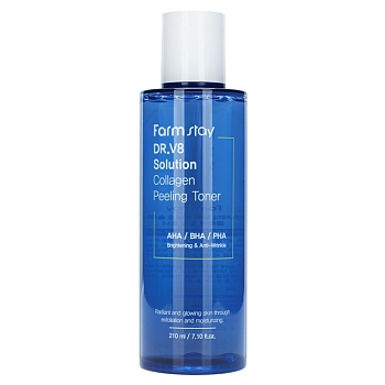 Тонер обновляющий укрепляющий с коллагеном и AHA/BHA/PHA кислотами / DR.V8 SOLUTION HYALURONIC 210 мл