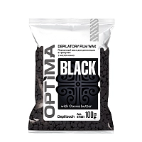 Воск пленочный в гранулах, с маслом какао / OPTIMA BLACK 100 г, DEPILTOUCH PROFESSIONAL
