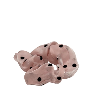 Резинка для волос Органза в горошек нежно-розовая1шт