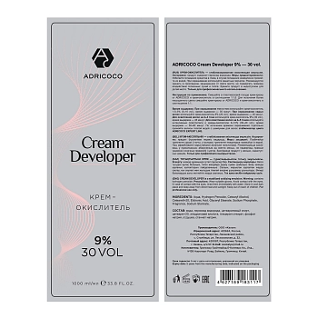 ADRICOCO Крем-окислитель 9% (30 vol.) / ADRICOCO Cream Developer 1000 мл, фото 2