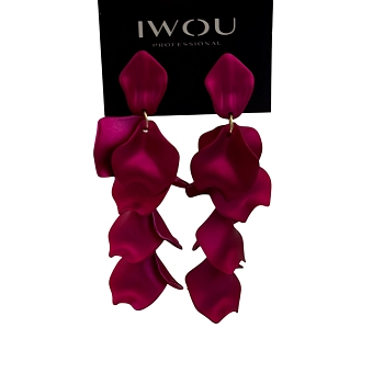 IWOU PROFESSIONAL Серьги Танцующие лепестки фуксия, фото 3