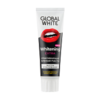 GLOBAL WHITE Паста зубная экстра отбеливающая / Extra whitening Active oxygen and charcoal 100 г, фото 1