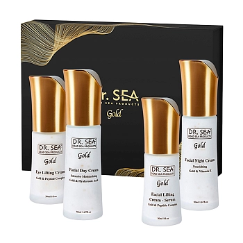 Набор Омоложение и ультра-увлажнение (крем 50 мл + крем 50 мл + сыворотка 30 мл + крем для глаз 30 мл) DR.SEA GOLD