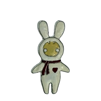 Брошь-значок Зайка в комбинезоне серебро