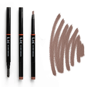 LIC Карандаш механический для бровей с треугольным грифелем 02 /Mechanical eyebrow pencil Grey brown 12 гр, фото 3