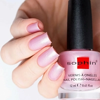 SOPHIN 0158 лак для ногтей, светло-розовый с добавлением большого количества мелкого серебристого шиммера 12 мл, фото 3