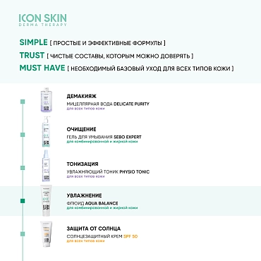 ICON SKIN Флюид увлажняющий гипоаллергенный для комбинированной и жирной кожи / Aqua Balance 75 мл