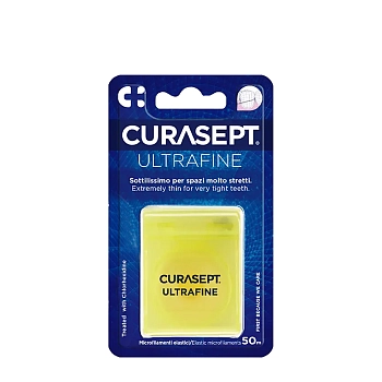 Нить зубная невощеная ультратонкая CHX 0,2%, со вкусом мяты / CURASEPT ULTRAFINE 50 м