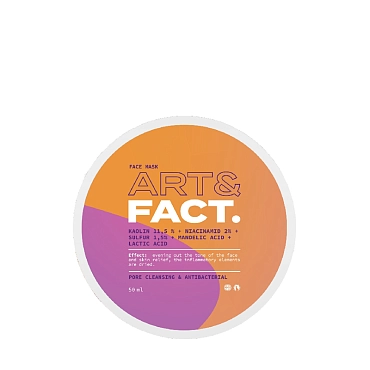 ART&FACT Маска угольная глубоко очищающая поры для лица / Kaolin11,5% + Niacin2% 50 мл