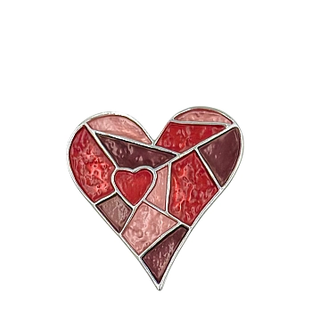 Брошь-магнит Сердце-мозаика красное
