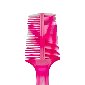 IWOU PROFESSIONAL Расческа двойная с ручкой бело-розовая 20см, фото 2