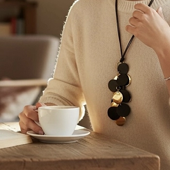 IWOU PROFESSIONAL Подвеска Кружочки золото/кожа, фото 3