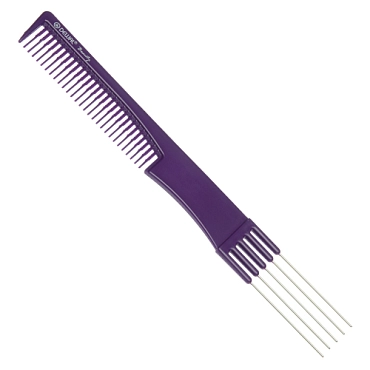 DEWAL BEAUTY Расческа для начеса, с металлическими зубцами, фиолетовая 19 см