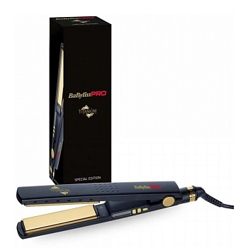 BABYLISS PRO Щипцы-выпрямитель Black Titanium с терморегулятором, титановое покрытие, 28 х 110 мм, черный 63Вт, фото 5