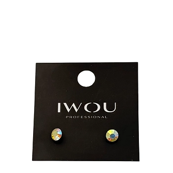 Серьги гвоздики IWOU голография 7мм