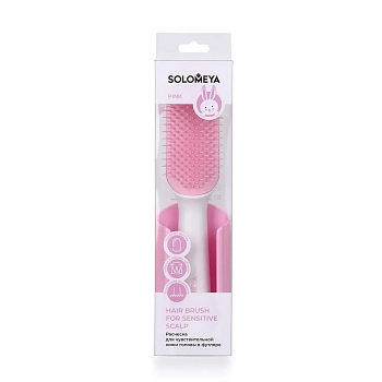 SOLOMEYA Расческа для чувствительной кожи головы в футляре, розовая / Hair Brush for sensitive scalp Pink, фото 7