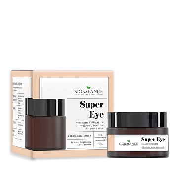 BIOBALANCE Крем для глаз с коллагеном 3% + гиалуроновой кислотой 1,5%+ витамином С 0,5% / SUPER EYE CREAM 20 мл, фото 2