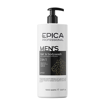 EPICA PROFESSIONAL Шампунь универсальный мужской для волос и тела 3 in 1 / Men s 1000 мл, фото 1