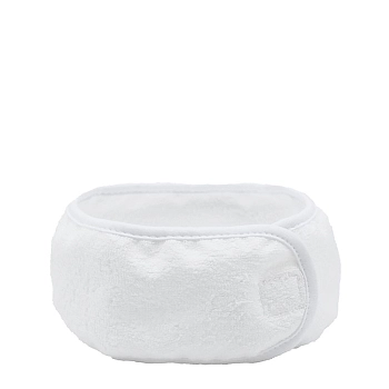 Повязка махровая на липучке для волос, белая 1 шт