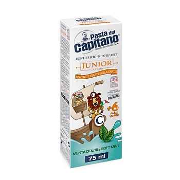 PASTA DEL CAPITANO Паста зубная детская 6+ мятная / Junior Soft Mint 75 мл, фото 2