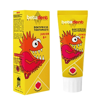 BETADENT Паста зубная детская 6+, земляника / BETADENT JUNIOR 75 мл, фото 3