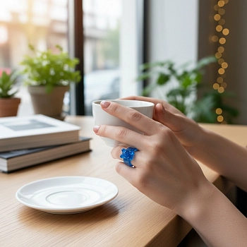 IWOU PROFESSIONAL Кольцо Медвежонок синий космос, фото 3