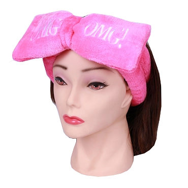 DOUBLE DARE OMG! Бант-повязка для фиксации волос во время косметических процедур, ярко-розовый / SPA