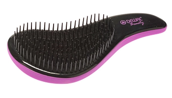 DEWAL BEAUTY Щетка массажная для легкого расчесывания волос, мини, с ручкой, цвет фиолетово-черный, фото 2