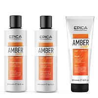 EPICA PROFESSIONAL Набор для восстановления и питания волос (шампунь 250 мл + кондиционер 250 мл + маска 250 мл) Amber Shine Organic, фото 3