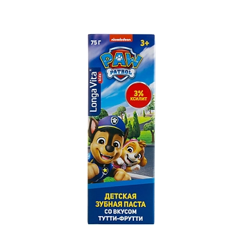 LONGA VITA Паста зубная детская профилактическая от 3-х лет Тутти-Фрутти / Longa Vita Paw Patrol Biotech 75 гр, фото 2