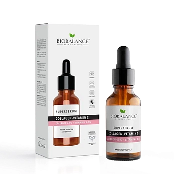 BIOBALANCE Сыворотка для лица с коллагеном 4,5% + витамином С 0,5% / SUPER SERUM COLLAGEN + VITAMIN C 30 мл, фото 2