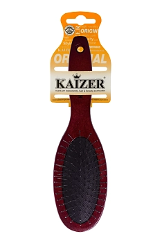KAIZER Расческа деревянная, массажная, металлические зубья, фото 2