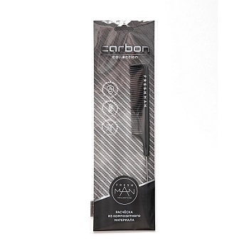 FRESHMAN Расческа для волос с металлическим хвостиком зубчиками одинаковой длины / Collection Carbon, фото 4