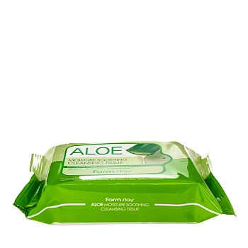 FARMSTAY Салфетки освежающие для снятия макияжа с алоэ вера/ Aloe moisture soothing cleansing tissue 30 шт, фото 2