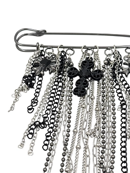 IWOU PROFESSIONAL Брошь-булавка Цепи и кресты черная, фото 2