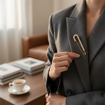 IWOU PROFESSIONAL Брошь Булавка со стразами золото, фото 2