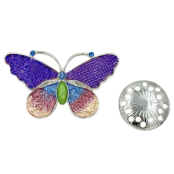 IWOU PROFESSIONAL Брошь-магнит Бабочка со стразами радужная, фото 2