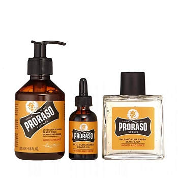 PRORASO Набор для ухода за бородой (шампунь 200 мл, масло 30 мл, бальзам 100 мл) WOOD AND SPICE, фото 3