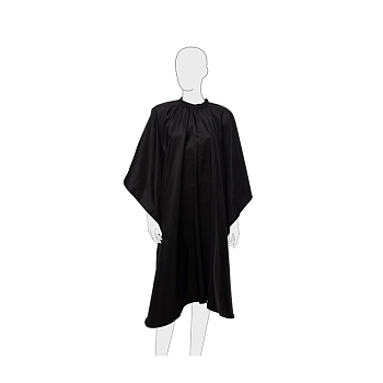 DEWAL PROFESSIONAL Пеньюар для стрижки Матовый, полиэстер, на крючках, черный 128х148 см, фото 2