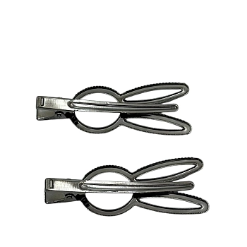 IWOU PROFESSIONAL Зажим для волос Зайчик металл черный глянец 2шт, фото 3