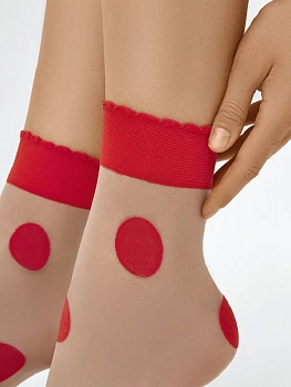 MINIMI Носки женские Caramello/Rosso 0 (UNI) / Mini POIS GRANDE 20, фото 4