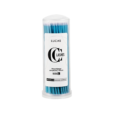 LUCAS’ COSMETICS Микробраши, размер L, цвет голубой 100 шт